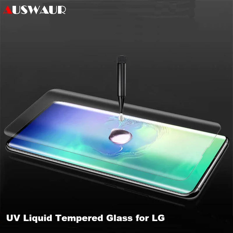 

UV Liquid Tempered Glass Screen Protector for LG V30 V40 V50 G7 G8 Film 3D Curved Full Screen UV Glass Protector Film 2pcs