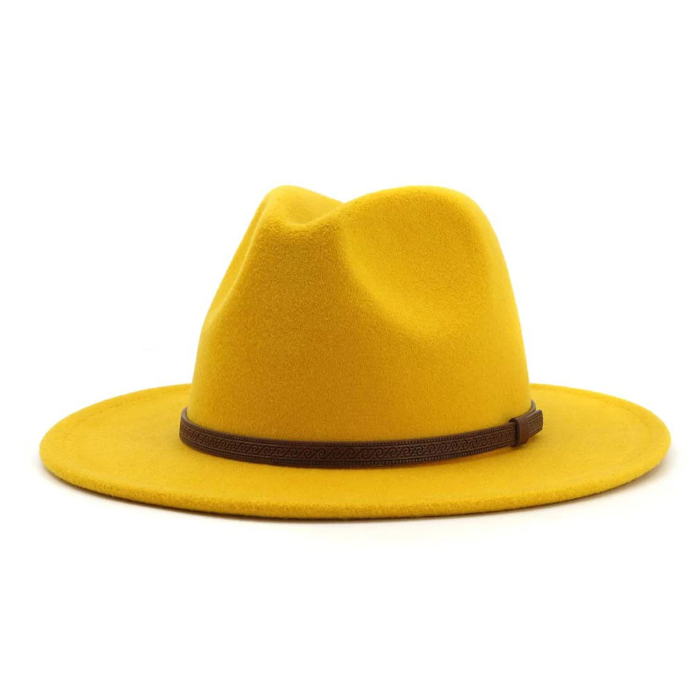 Мужская и женская фетровая шляпа с поясом с широкими полями Панама шляпа уличная дорожная шляпа Поп шляпа