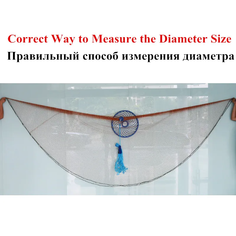 Upgraded American hand-cast net with frisbee high-strength fly fishing net 540/600/660/720 cm throw net with pendant