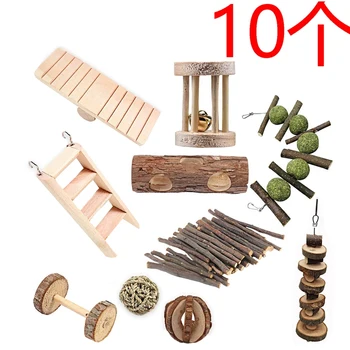 

HOT Hamster Chew Toys 10 Pack Natural Wooden Squirrels Gerbils, Bunnies Rodents Exercise and Chew Teeth Care Toys