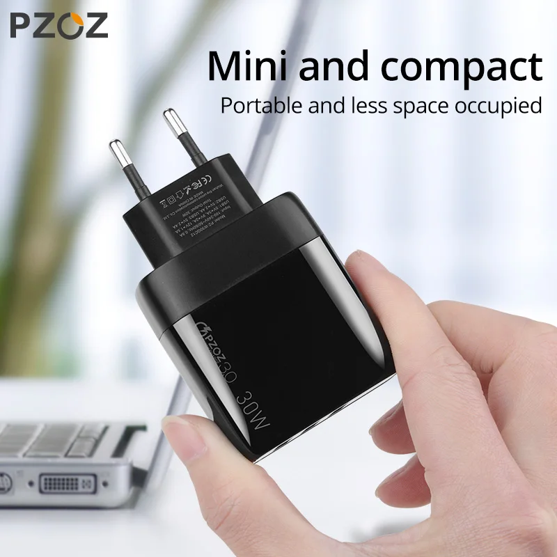 PZOZ USB Type C Charger 30W Fast Charging QC 3.0 PD 20W Quick Charge LED Display For iPhone 15 14 13 Pro Max Plus Samsung Xiaomi