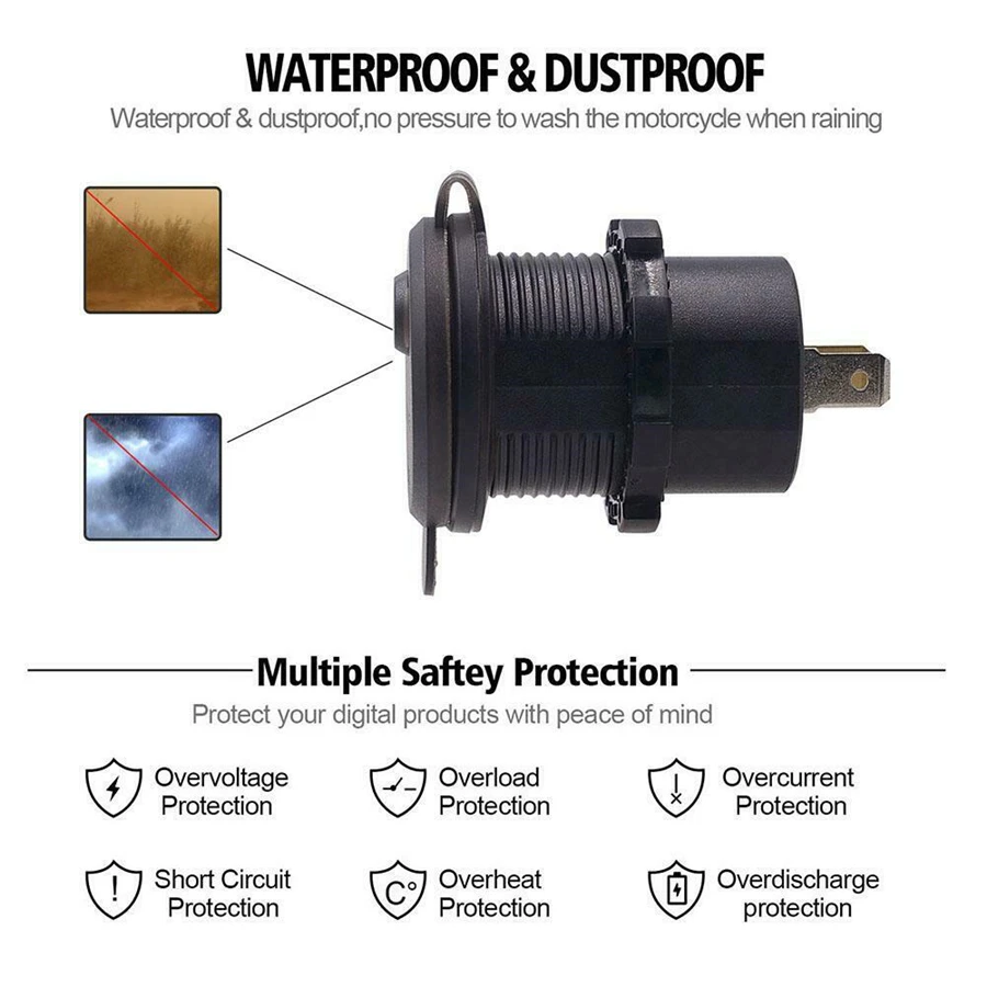 12V мотоцикл 2.4A USB зарядное устройство для телефона светодиодный вольтметр крепление на руль с монтажным кронштейном