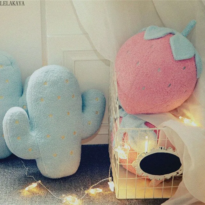Плюшевые фрукты набивная кукла клубника ананас кактус мягкие растения 3D подушка