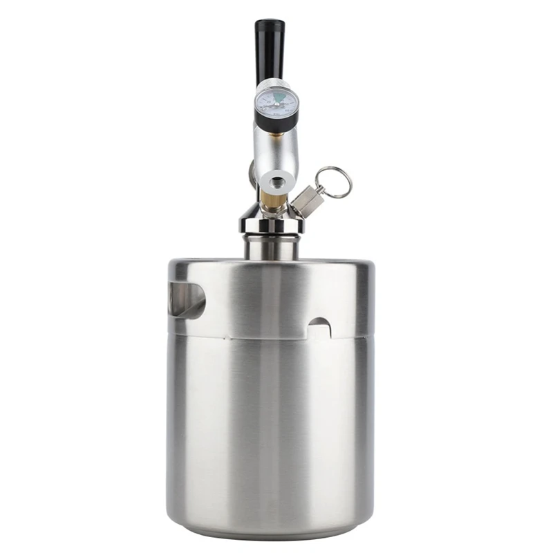 

2L Mini Stainless Steel Beer Keg with Faucet Pressurized Wine Shaker Home Beer Brewing Craft Beer Dispenser Growler Beer Keg Sys