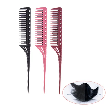 

3-Row Teeth Teasing Comb Detangling Brush Tail Comb Adding Volume Back Coming Hairdressing Combs Hairbrush