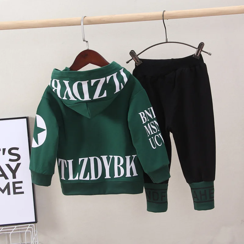 Spring Autumn Baby Boys Girls Cotton Clothes Children Letter Hooded Pants 2Pcs/Sets Infant Kid Fashion Toddler Casual Tracksuits