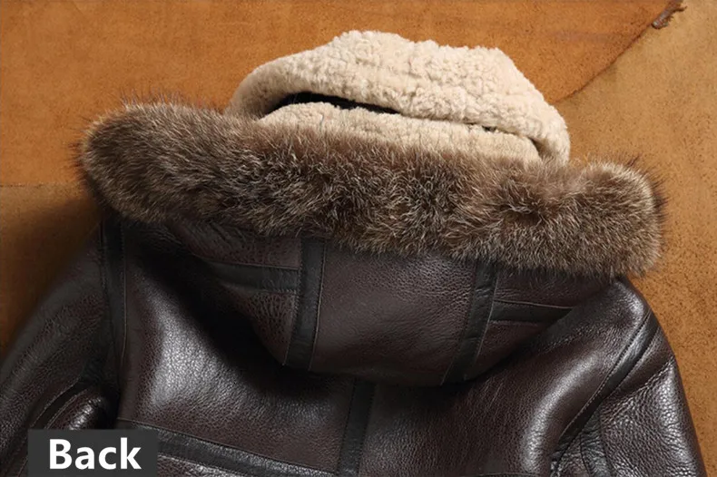Мужская куртка из натуральной кожи, Настоящая Натуральная экологическая овчина, мех енота, съемный капюшон, зимние куртки, короткий дизайн
