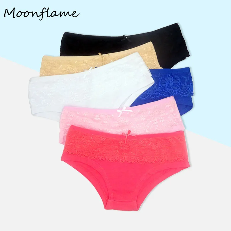 Moonflme 5 шт./лот женское нижнее белье новые кружевные Хлопковые женские трусики 86847