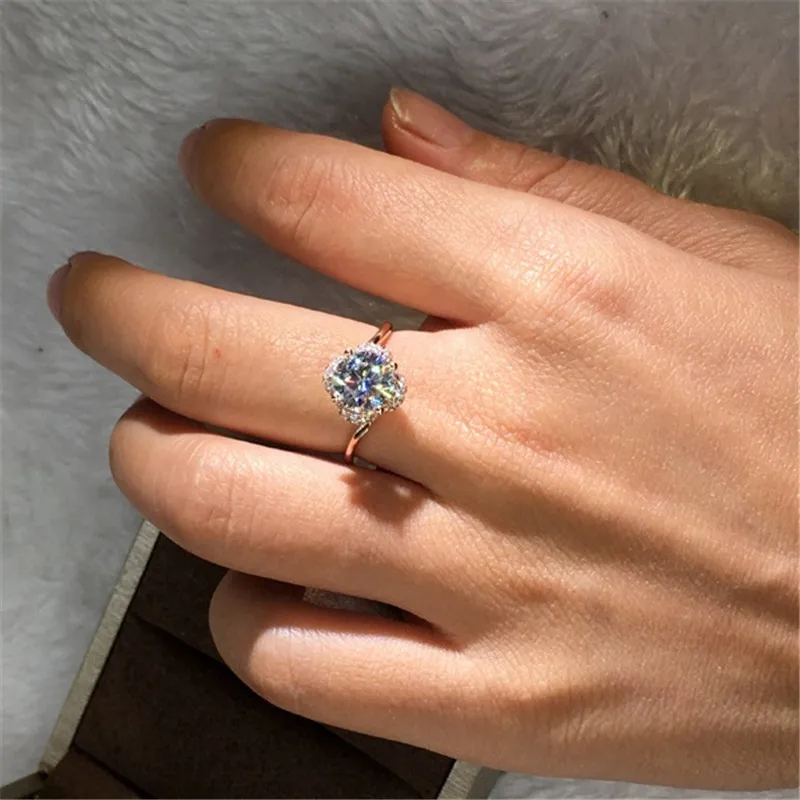 Blaike 925 пробы серебряные заполненные кольца для женщин цветок циркон кольцо Свадебные обручальные ювелирные Кольца Подарочные