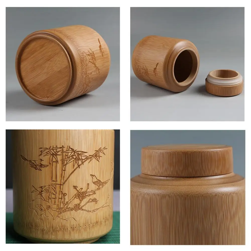 Натуральная бамбуковая деревянная чайная канистра крышка портативная Экологичная бамбуковая коробка банки для сыпучих продуктов кухонные аксессуары контейнер