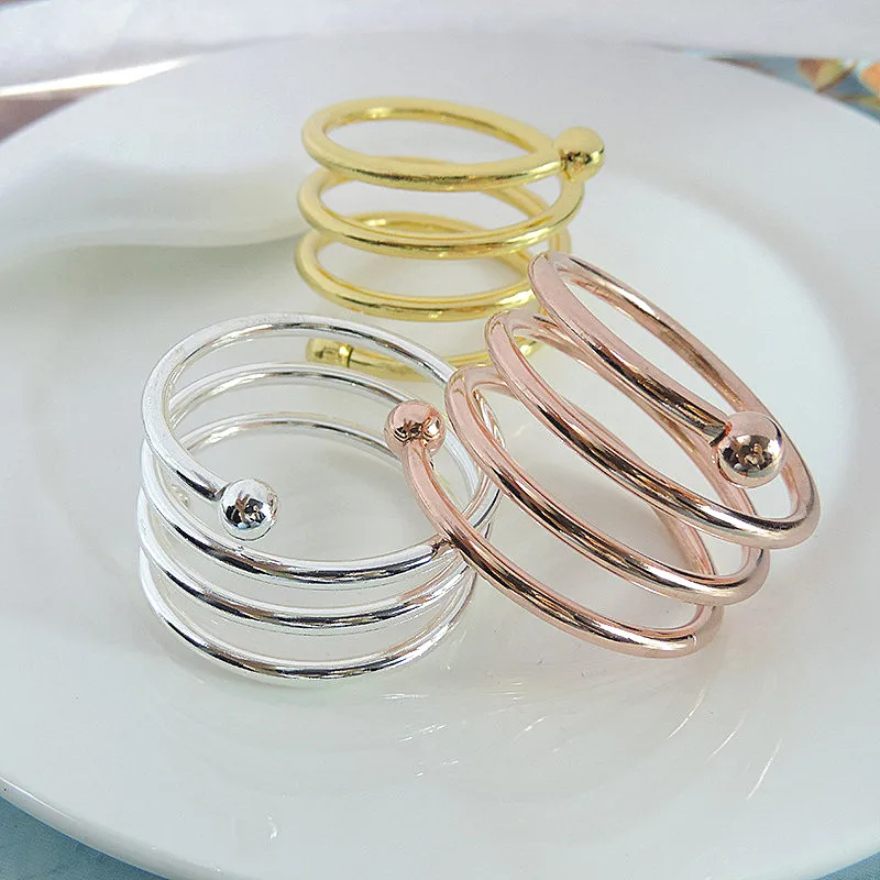 12-piece napkin buckle high-end ring exquisite simple double bead spring cloth western food | Дом и сад
