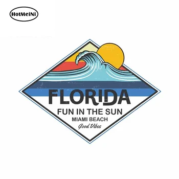 

HotMeiNi 13cm x 9.6cm for Florida Wave Funny Car Stickers Vinyl Sunscreen RV VAN Fine Decal JDM Car Accessories Logo