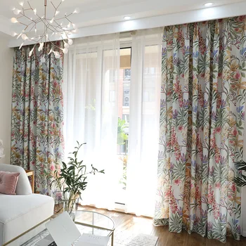 

European Idyllic Flower Printing Shading Curtains for Living Dining Room Bedroom.