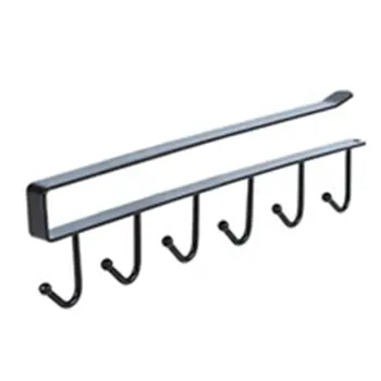 

Wrought Iron Cabinet Storage Rack Multi-Function Row Hooks Wardrobe Finishing Rack Kitchen Seamless Nail-Free Hook