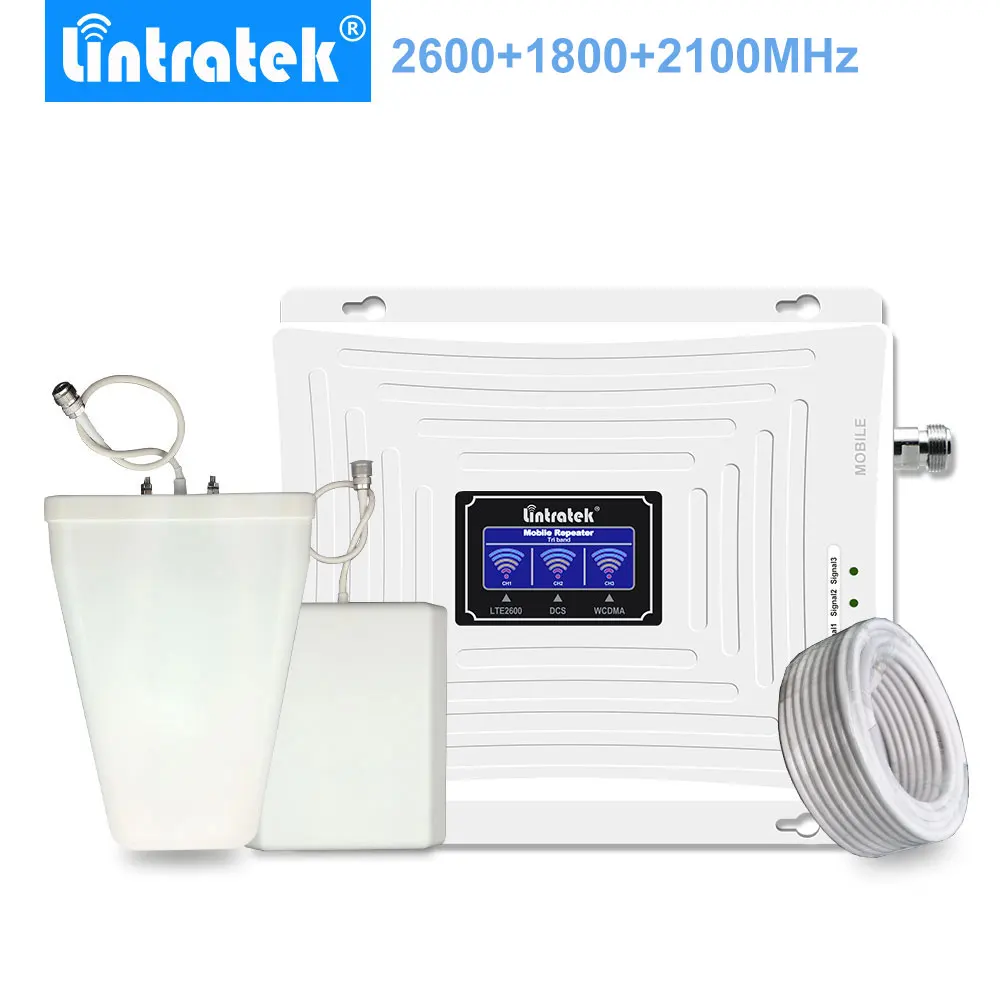 Lintratek репитер gsm 2g 3g 4g lte 1800mhz umts 2100mhz 2600mhz уселитель сотовой связи антенна для