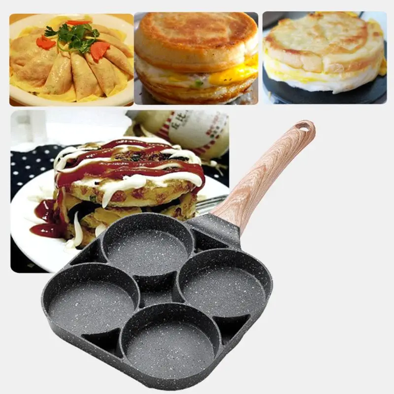 Dropship 1pc Fried Egg Hamburger Maker; Non-stick Small Flat Bottom  Household Frying Pan; Breakfast Egg Burger Pancake Pan Mold; Four-hole Fried  Egg Pan to Sell Online at a Lower Price
