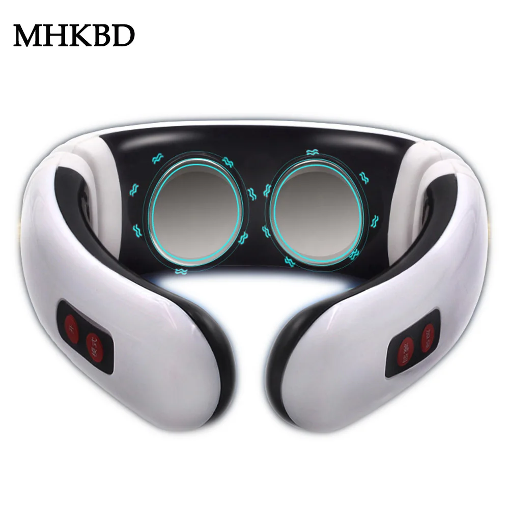 MHKBD Neck Massager Cervical Electric Pulse Vertebra Impulse Massage Physiotherapy Acupuncture Magnetic Therapy Relief Pain