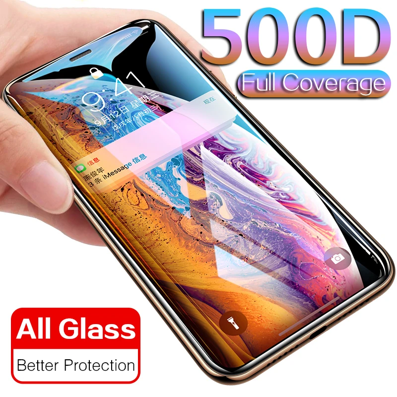 500D защитное стекло на iPhone X XS MAX XR Защитная пленка для экрана полное покрытие PET Edge пленка Закаленное стекло для iPhone 11 Pro Max стекло