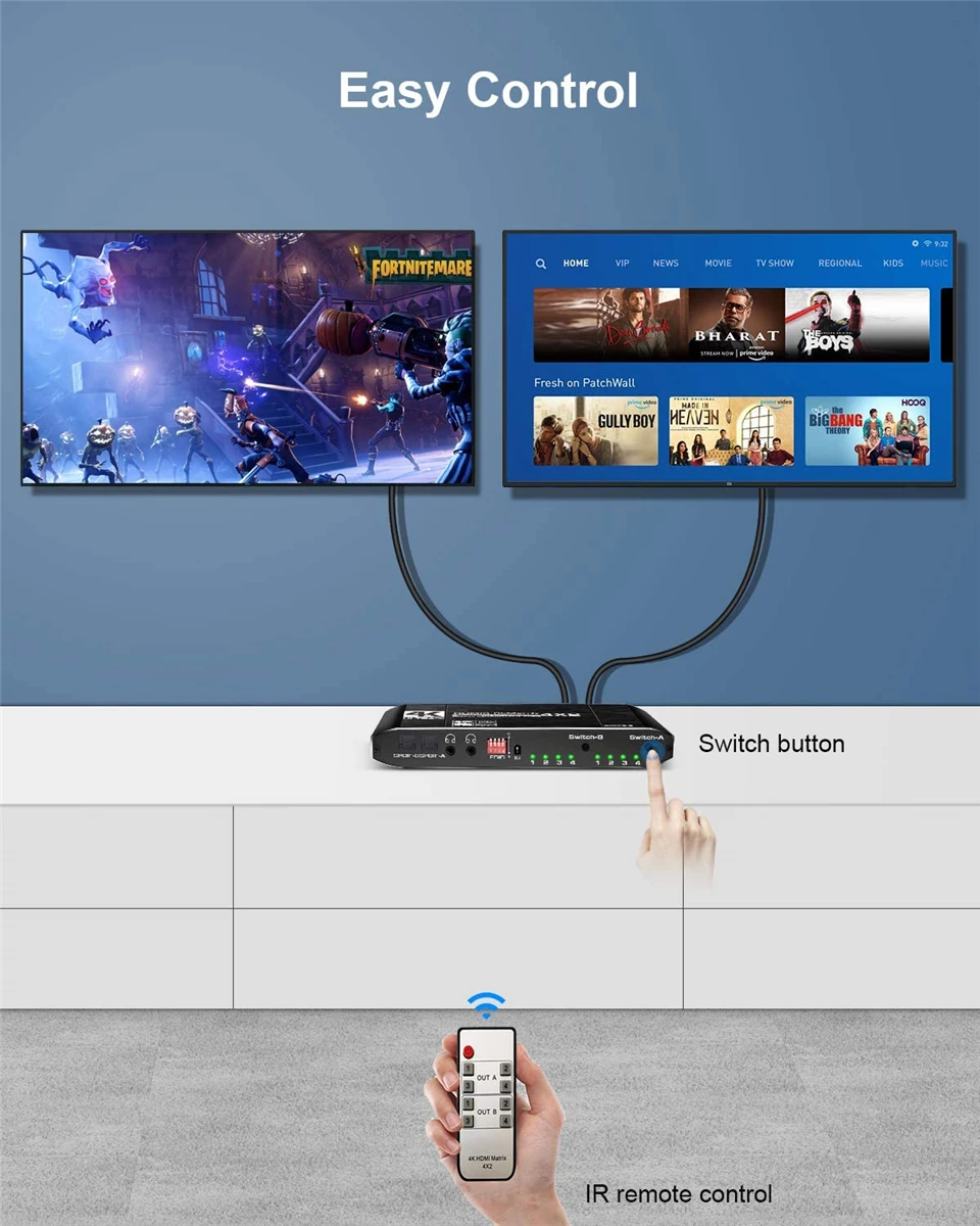 Compatível do Interruptor Divisor do Interruptor da Matriz de 2022 4x2 com Spdif e l 60hz para Ps5 Hdmi-suporte 4x2 Hdcp 2.2 Arc 3d 4k @ - r 3.5mm Hdr - Image 4