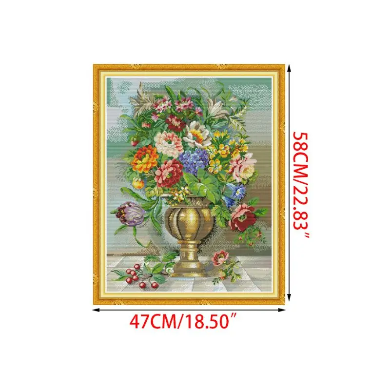 Beautiful Flower DIY Handmade Needlework Counted 14CT Printed Cross Stitch Embroidery Kit Set Home Decoration Q6PE