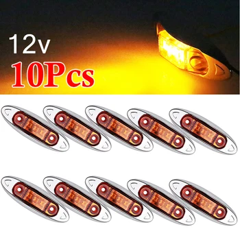 

10x Amber 3LED 4\" Side Marker Lights Truck Trailer Clearance Light Waterproof Electroplated Plate Car LED Lights With Screws