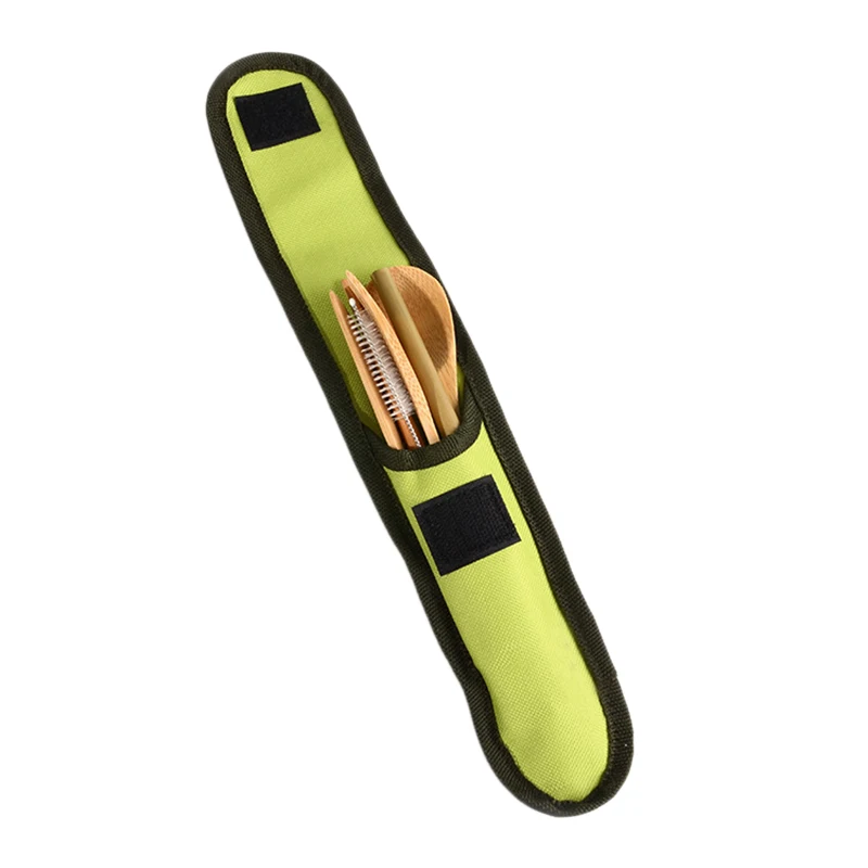 2 комплекта 7 шт. набор посуды для путешествий бамбуковый Набор ножей столовые приборы включают многоразовые бамбуковые вилки нож ложка палочки для еды соломинка для чистки