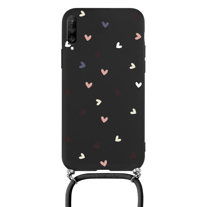 For Huawei P30 Pro Lite Case Strap Cord Lanyard Silicone Fundas For Huawei P30Pro P30Lite P 30 Chain Necklace Flower Bumper Capa iphone waterproof bag Cases & Covers