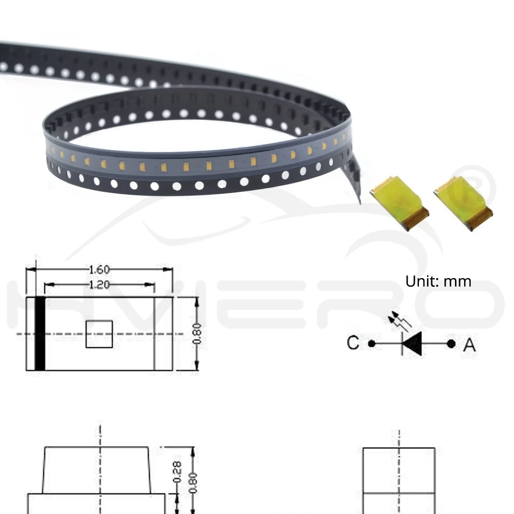 Hviero Smd Smt 0603 White Red Green Blue Yellow Ultra Bright SMD 20MA SMT LED Diode chip light Emitting diodes Super bright light beads