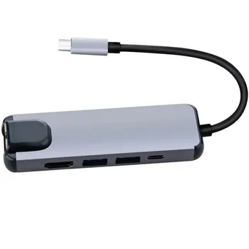 

Type-c To Hdmi Hd Converter Rj45 Gigabit Network Card Usb3.0 Hub Type-c Charging Gigabit Ethernet Lan Adapter