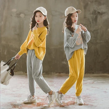 

Fashion Big Girls Clothing Sets Teen Girls Autumn Outfits Tops +pants Tracksuit 2pcs Set 4-16 Years Spring Boutique Kids Clothes