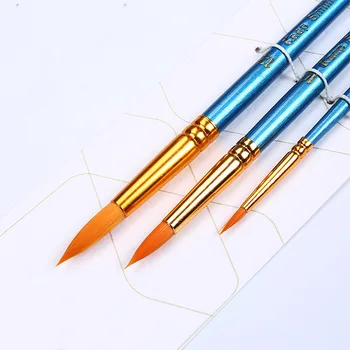 

3 Pcs/Set 2Color Watercolor Paint Pen Double Color Nylon Hair Wooden Handle Multi-function Round Brush Paint Brushes Supplies