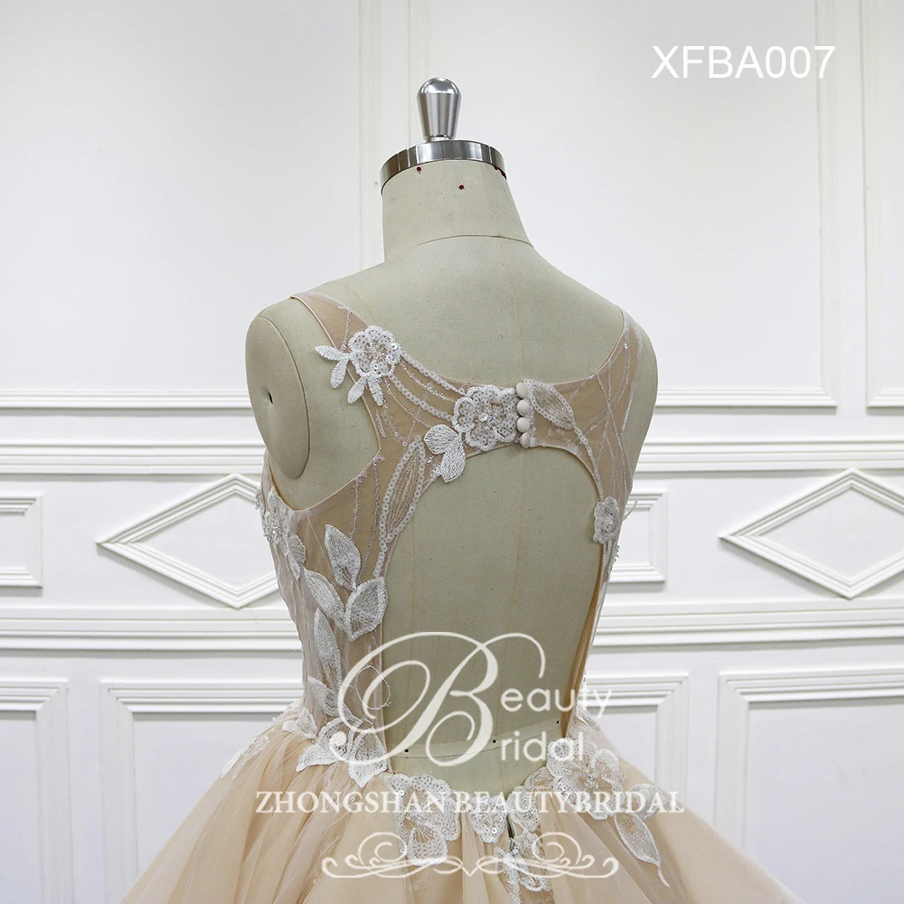 Горячее платье съемные Свадебные платья кружевное на заказ жемчужное свадебное платье без рукавов Vestido de Noiva XFBA007