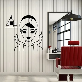 

Salon Vinyl Wall Decal Skincare Spa Female Face Massage Beauty Bath Removable Stickers Mural Single-piece Package ROWNOCEAN 3555