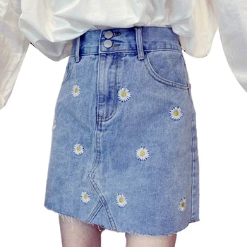 

2020 Skirt Sexy Women Denim Mini Skirt Summer High Waist Korean Black Skirt Blue Package Hip Jeans Harajuku юбка юбка женская