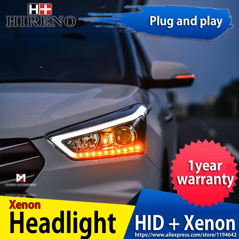 Автомобильные передние фары для hyundai Creta светодиодный головной светильник для IX25 Головной фонарь СВЕТОДИОДНЫЙ дневной ходовой светильник светодиодный DRL Bi-Xenon HID