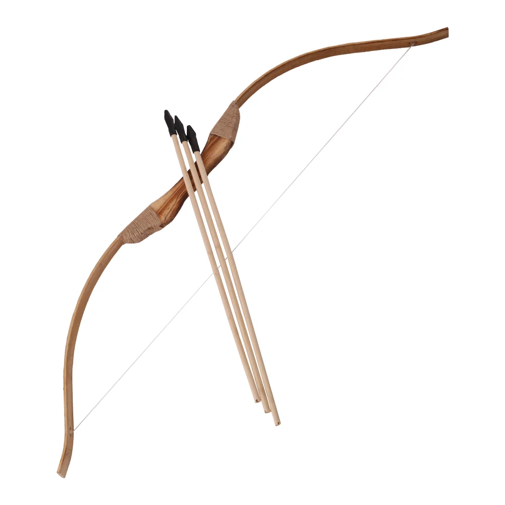 Preise Gute qualität Leistungsstarke Holz Holz Bogen Mit 3 Pfeile Und Köcher Kinder Spielzeug Holz Bogenschießen Bogen DIY Set Kinder geschenk
