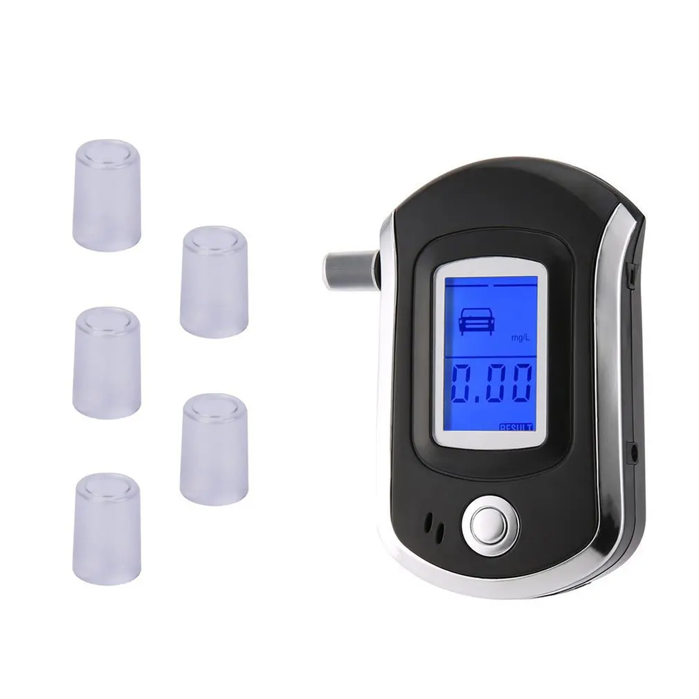 

Digital Breath Alcohol Tester LCD Breathalyzer Analyzer With 5 Mouthpiece High Sensitivity Professional Quick Response