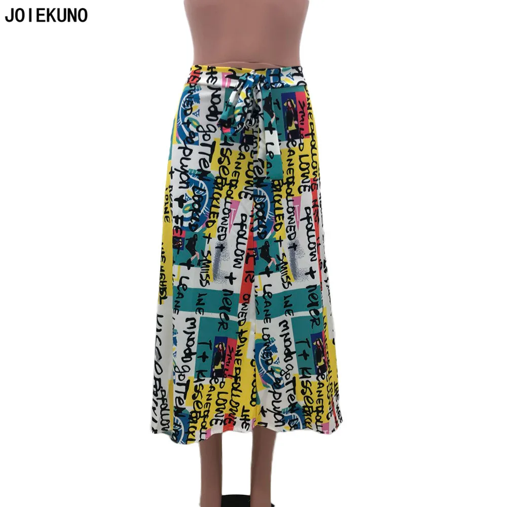 JOIEKUNO/высокая уличная модная короткая юбка с принтом женские юбки mujer moda сексуальный разрез плиссированные женские вечерние юбки YX9120