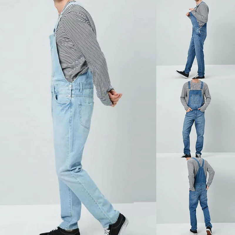 full length denim overalls