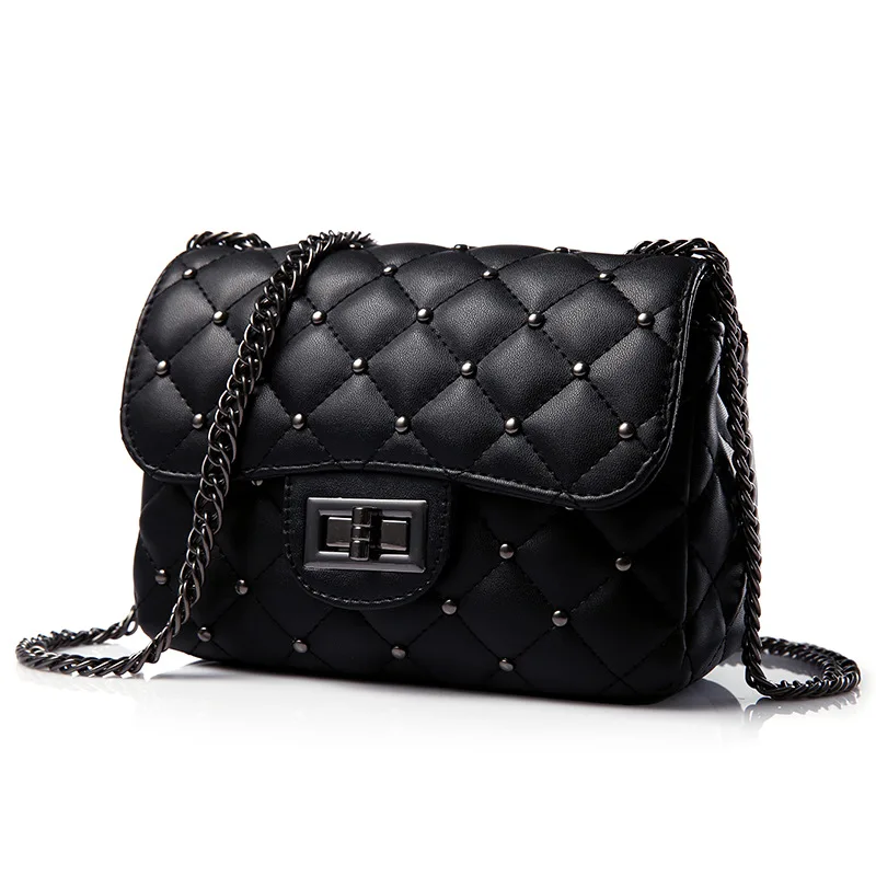 

Small Square Crossbody Bags Mini Women Handbag 2020New Vintage Rivet Lock Pu Leather Chain Shoulder Bag Woman Messeng Bags