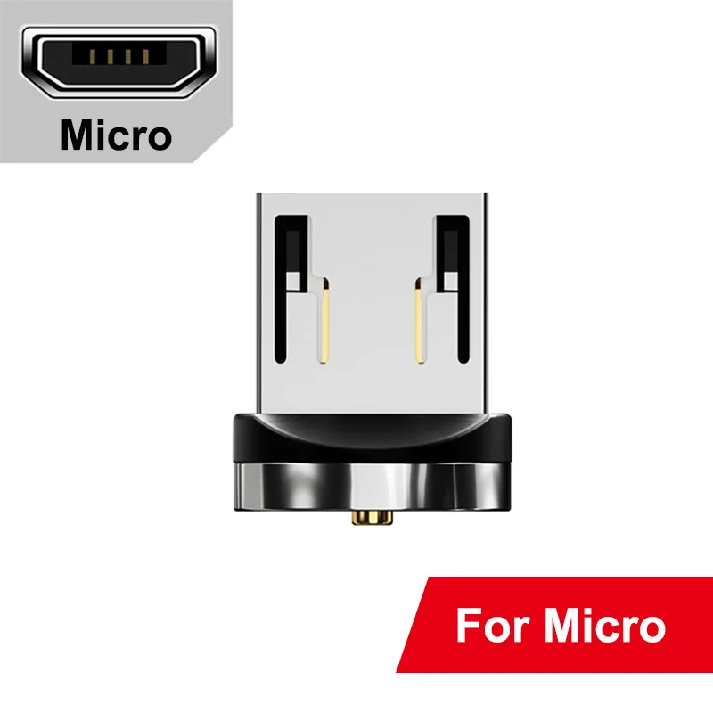 Магнитный кабель Micro USB кабель для iPhone samsung Xiaomi usb type C Магнитный зарядный кабель 90 градусов светодиодный магнитный usb кабель для зарядки - Цвет: Only Micro USB Tip
