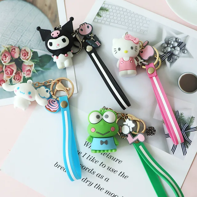 Sanrioed Kawaii Hello KT Kuromi Cinnamoroll My Melody Key Buckle Cartoon Couple Bag Key Chain Pendant Toy Children's gifts 4