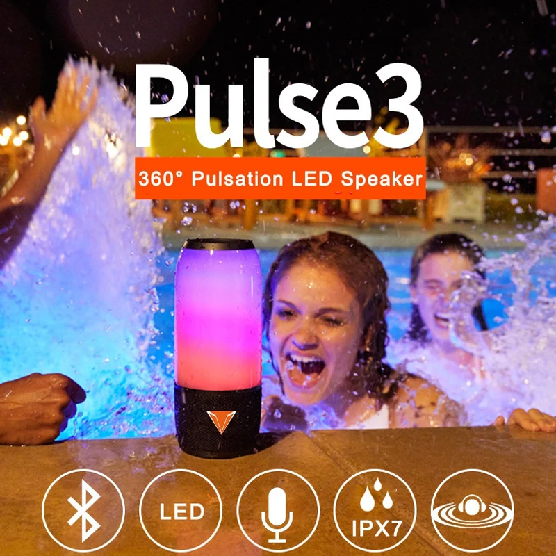 

Bluetooth Speaker LED Portable Wireless Speaker Waterproof Sound System 3D Stereo Music MP3 Player Surround Support TF AUX USB