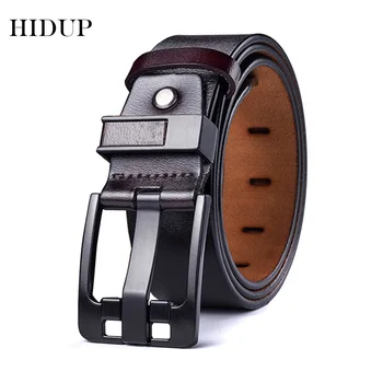 

HIDUP 2020 New Quality Design Genuine Leather Belt Wide Pin Buckle Belts for Men 3.8cm Width Clothing Jeans Accessories NWJ789