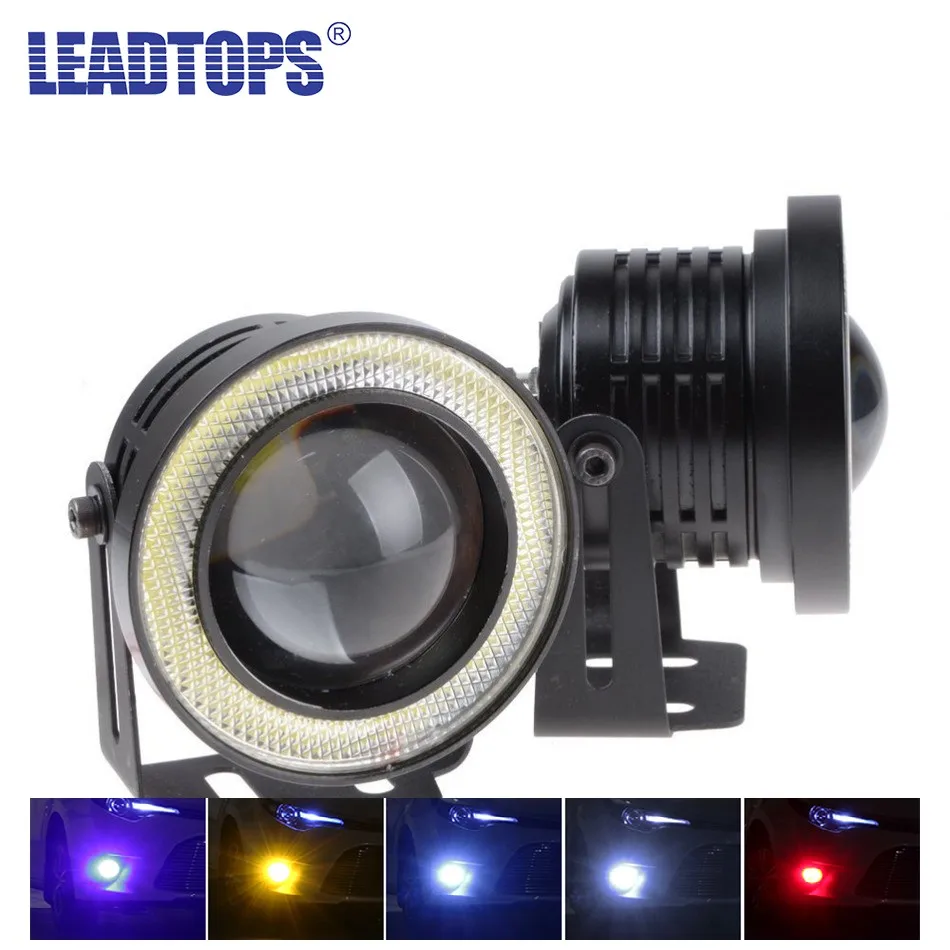 Hot 2pcs/lot Universal 3.5 Inch 89mm Led COB Fog Light Car Auto Angel Eyes With Lens DC12V 24V Any Can Use BE|angel eyes|car autofog light |