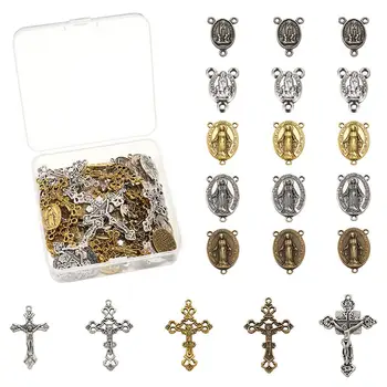 

pandahall Tibetan Style Pendants and Tibetan Style Alloy Chandelier Components Links Rosary Center Pieces Mixed Shapes 70pcs/box