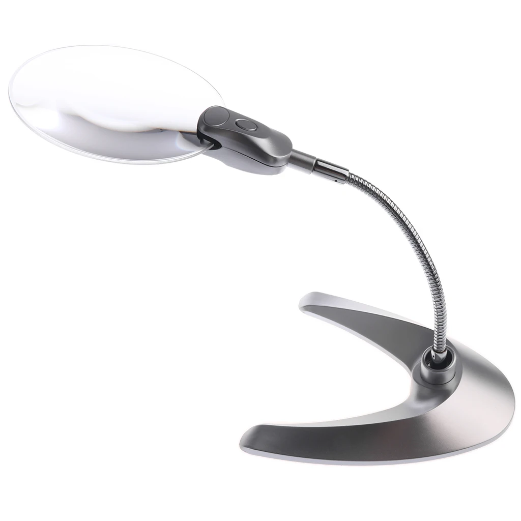 

Large 1.5X LED Lighted Magnifier with Stand - Folding Design with 2 LED Lamp Handsfree Magnifying Glass with Light for Reading