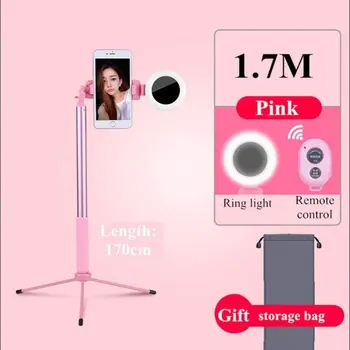 

Extendable Selife Stick 170cm Selfie Tripods With LED Ring Light Phone Mount For SmartPhones Live Tripods Bluetooth Control