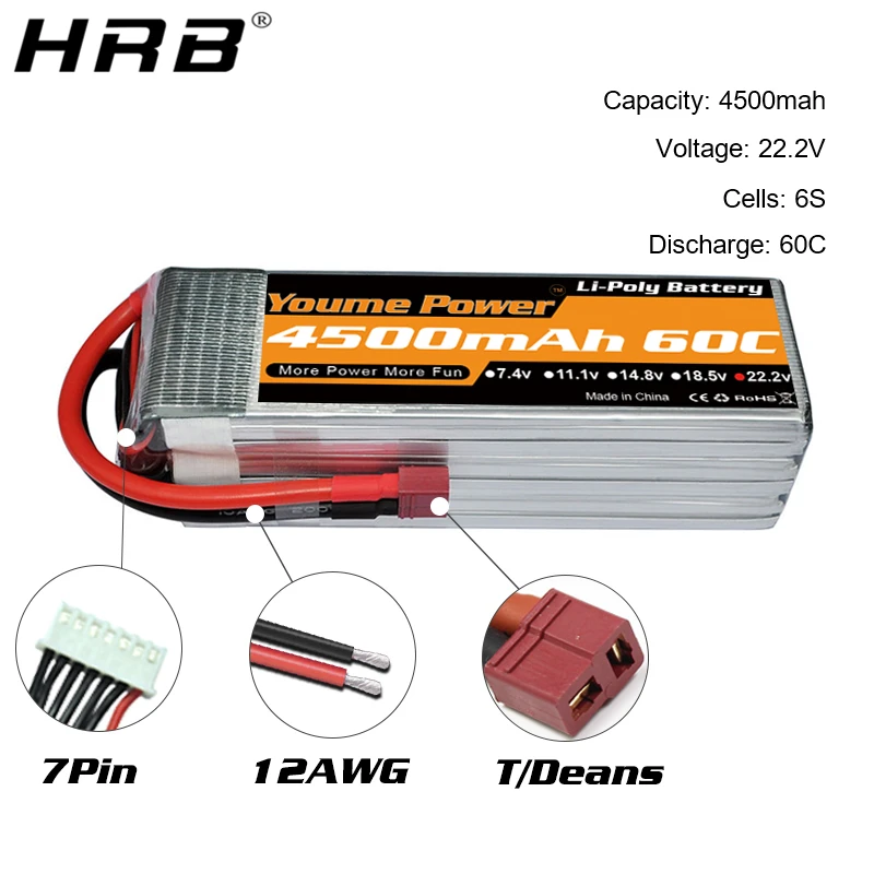2 шт Youme Lipo батарея 3300mah 4500mah 5200mah 6200mah 6500mah T Deans EC5 XT90 3S 11 1 V 2S 7 4 4S 14 8 6S 22 RC