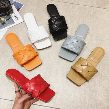 

Women Sandals and Slippers 2020 Summer Casual Flat Weave Open Toe Muller Leisure Sandals Women's Shoes Female Beach Flip Flops